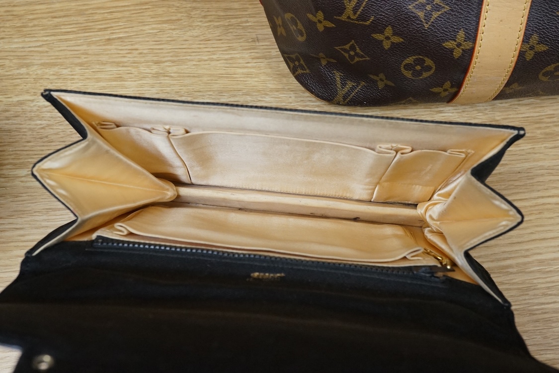 Two 1950's-60's Gucci handbags with one dust bag, largest 26cm wide